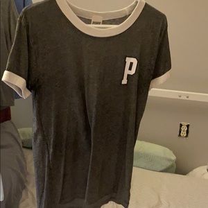 grey and white PINK tee shirt